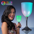 Blank 10 Oz. Frosted LED Wine Glass w/ Classy Black Base